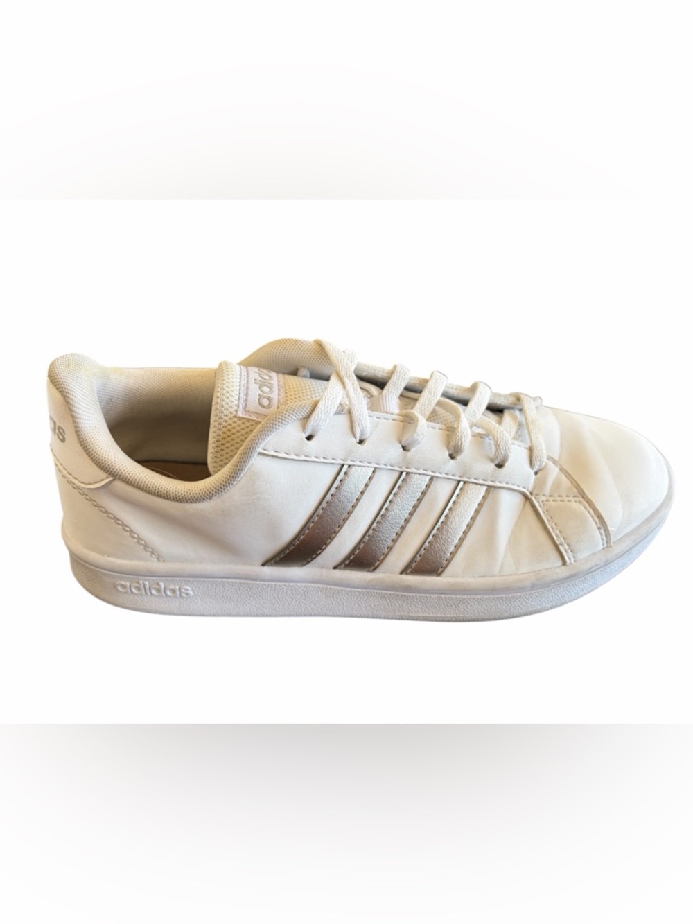Adidas Grand Court Silver And White Classic Low Top Shoe EE7874 Size 7